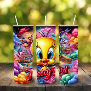 Tweety Bird Cartoon / 20oz Tumbler Wrap / PNG Digital Download / Skinny Tumbler Wrap