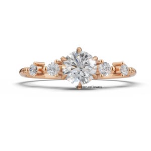 Lab Grown Diamond Engagement Ring | Round Cut Center with Round Accent Stones | Ethical & Elegant Cluster Ring | Wedding Gift For Women