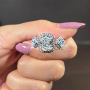 3.5 CT Cushion Cut Lab Grown Diamond Engagement Ring IGI Certified Lab Diamond Ring Cushion Solitaire Bridal Ring Gift For Women
