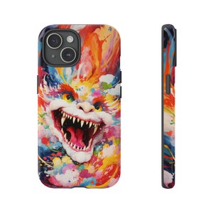 Colorful Dragon Tough Phone Case, Artistic Abstract Design