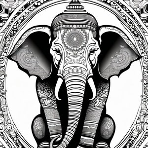 5  Mandala Buddha Elephant  Coloring Pages | Printable  | Buddhist Adult Coloring Pages For Stress Relief & Relaxation