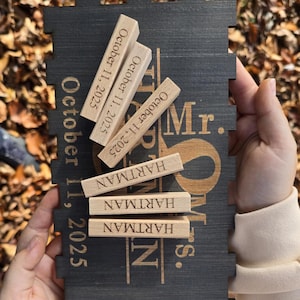 Personalized Wooden Block Guest Book Wedding and Anniversary Engraved Memory Blocks Wood Custom Tumbling Tower Wedding Guestbook Alternative