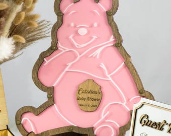 Personalized Winnie the Pooh Guest Book: Pink Baby Shower Keepsake, GuestBook for Birthday Baby Girl