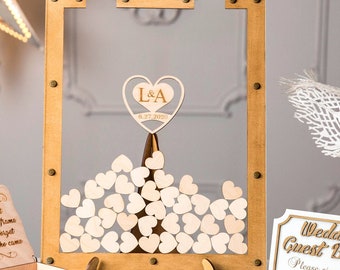 Personalized Wedding Guest Book Alternative: Drop Box Transparent Wood Frame