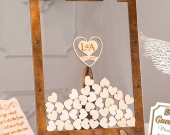 Transparent Wedding Guest Book Alternative: Brown frame Wedding Guestbook Drop Box