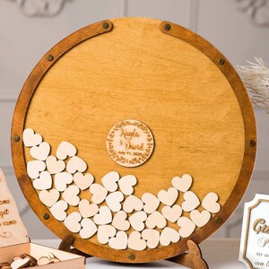 Round Wedding Guest Book Alternative from Luminexis Wood GuestBook Circle Form Rustic Boho Centerpiece Decor Wedding Dropbox Guestbook