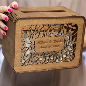 Custom Engraved Plywood Wedding Card Box: Personalized Keepsake for Your Special Day