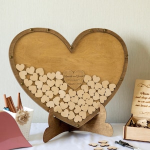 Wedding Guest Book Alternative Heart Guestbook Wooden Drop Box Boho Rustic Wedding Table Decor Personalized Guest Book Drop Top Guestbook