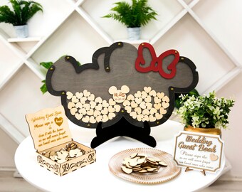 Mouse Wedding Guest Book Alternative Personalized Wedding GuestBook Cartoon Theme Wedding Drop Box Birthday Wonderland Guest Book, Luminexis