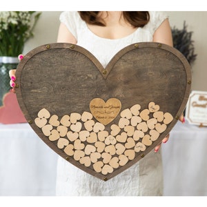Heart Shape Guest Book Alternative Wedding GuestBook Wooden Drop Box Boho Rustic Gray Guestbook alternative frame Wedding Sign by Luminexis