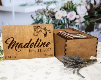 Customizable Engraved Wooden Baby Keepsake Box – Newborn, Baby Shower Gift