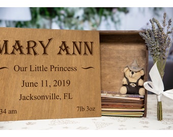Personalized Engraved Wood Baby Memory Box – Keepsake Gift
