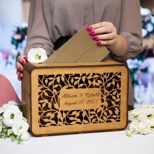 Engraved Wedding Card Holder - Elegant Touch for Your Special Day - Wedding Card Box Wedding Memory  Box Wood Card Box For Wedding