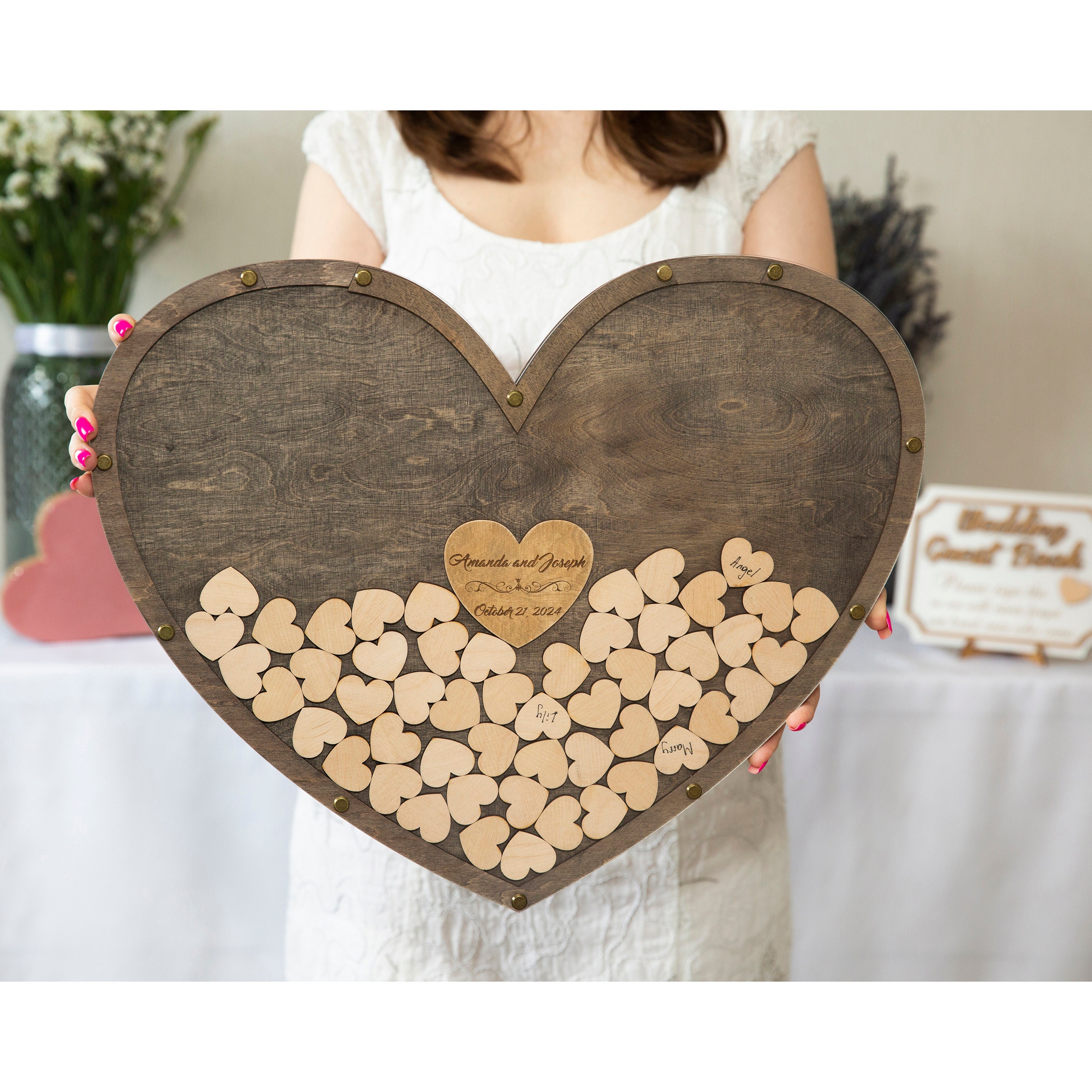 Wood Heart Cutouts, 200 PCS 3.15 Inch Unfinished Wooden Hearts for Guest  Book for DIY Crafts, Wedding Decor, and Valentine's Day Ornaments, by