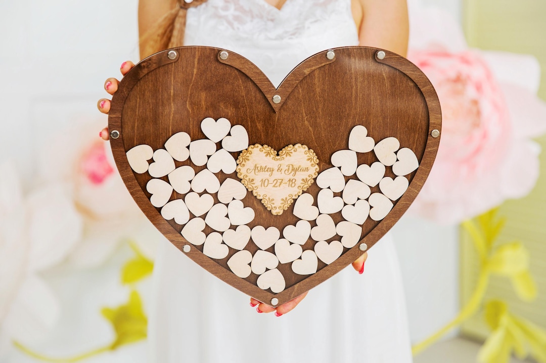 Personalized Wedding Guest Book Alternative, Wooden Rustic Guest Book ...