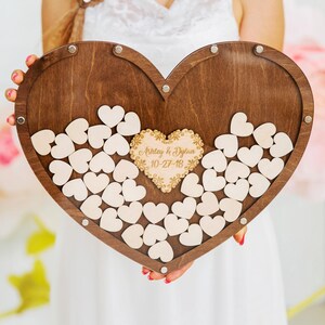 Personalized Rustic Wedding Guest Book Alternative: Wooden Hearts Drop Box, Boho Guestbook