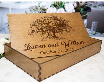 Personalized Engraved Wood Keepsake Box: Wedding Anniversary Memory Chest