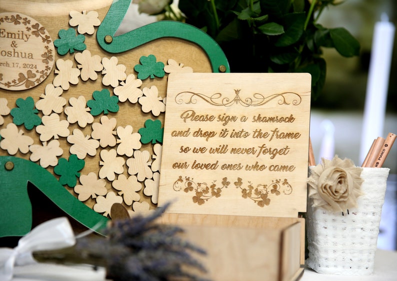 Shamrock Drop Box Guest Book: Green Irish Wedding Clover Keepsake, Saint Patrick's Day Guestbook Bild 6