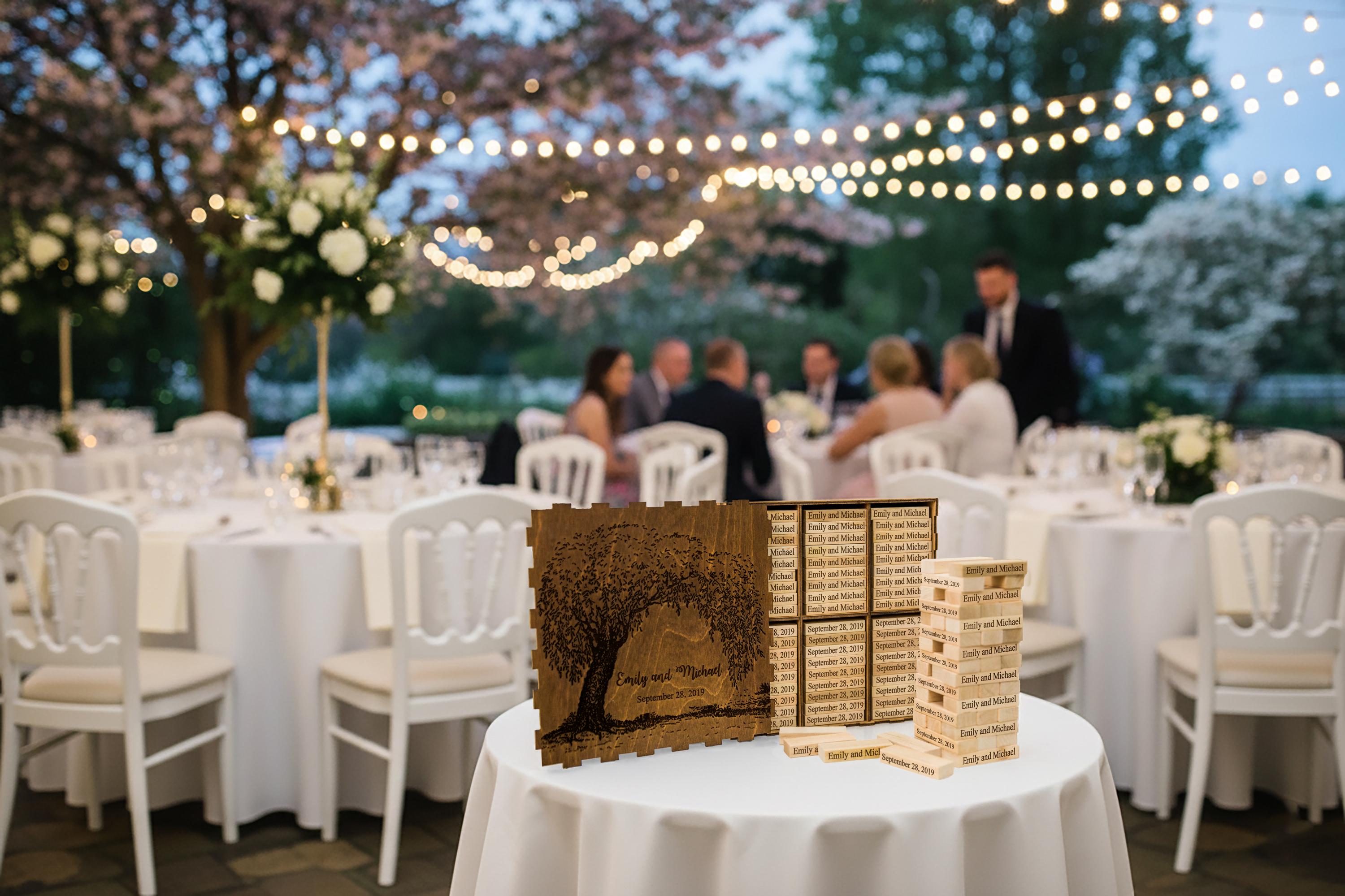 Engraved Wooden Tumbling Tower Guest Book