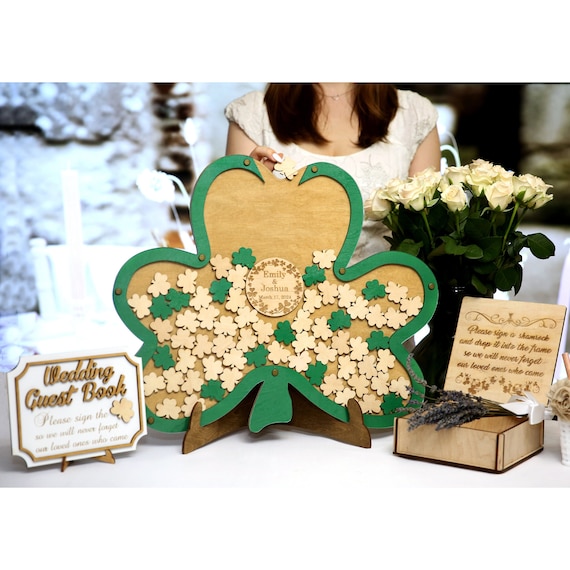 Shamrock Drop Box Guest Book: Green Irish Wedding Clover Keepsake, Saint Patrick's Day Guestbook