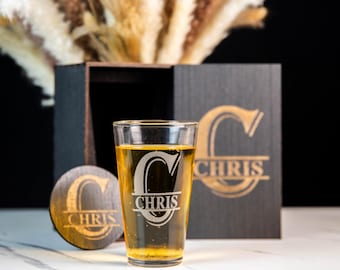 Custom Beer Glass Gift Set for Father’s Day, Personalized Pint Glasses for Dad, Husband