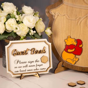 Custom Winnie the Pooh Honey Pot Guest Book, Baby Shower Drop Box, First Birthday Keepsake image 9