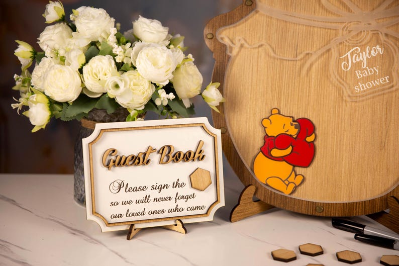 Custom Winnie the Pooh Honey Pot Guest Book, Baby Shower Drop Box, First Birthday Keepsake image 9