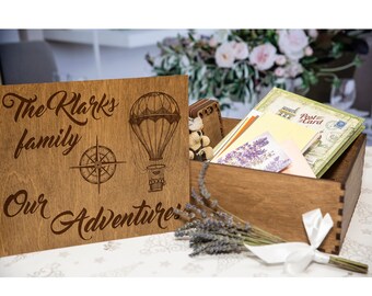 Personalized Travel Memory Box, Engraved Keepsake World Map Box, Christmas Gift for Couple
