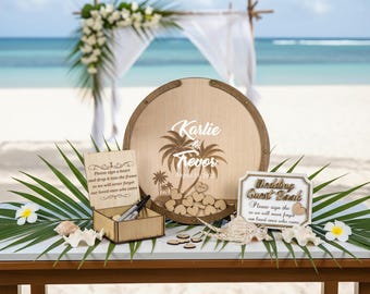 Personalized Palm Tree Wedding Guest Book: Tropical Beach Guestbook Alternative
