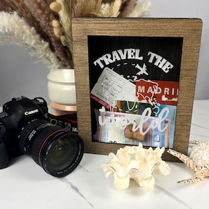 World Map Ticket Memory Box Frame, Travel Gift for Couple, Him, Her, Travel Memories Gift, Personalized Shadow Box as a Travel Lover Gif