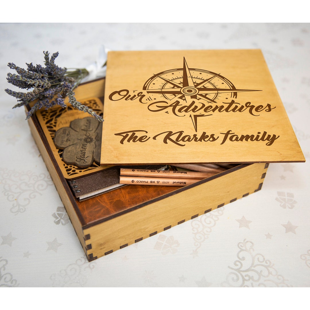 Personalized World Map Wooden Memory Box: Engraved Keepsake, Travels ...