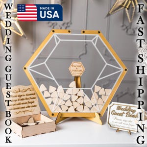 Gold Transparent Wedding Guest Book Alternative Transparent Diamond Guest Book Wedding GuestBook Custom Guest Book Drop Box from Luminexis