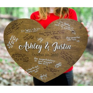 Rustic Wedding Guest Book Alternative Custom Last Name Guest book Sign Boho Wedding Personalized Guestbook Heart, Circle Wood Guestbook