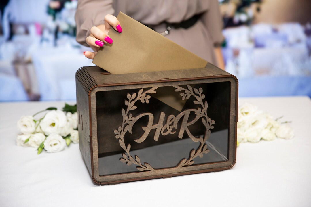 Personalized Rustic Wedding Card Box: Wooden Keepsake Envelope Box - Etsy