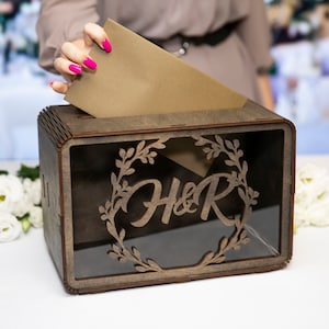 Wedding Card Box, Keepsake Box, Personalized Envelope Box for Wedding, Rustic Card Box for Wedding by Luminexis, Customized Wooden Card Box