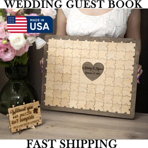 Personalized Wedding Guest Book Puzzle: Wooden Jigsaw Guestbook Alternative