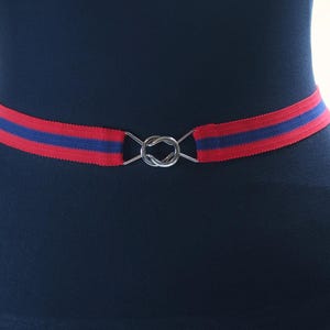 Ceinture Vintage Années 80 - Cuir Bleu Et Métal - Taille 36 (75 Cm) - Très Bon État
