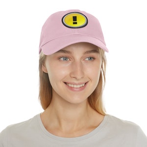Question Mark Dad Hat with Leather Patch (Round) image 5
