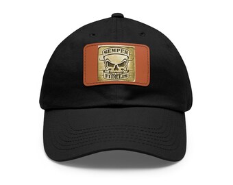 Sempre Fi Dad Hat with Leather Patch (Rectangle)