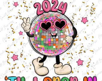 The party don't start til i drop in png sublimation design download, Christmas Png, Christmas party png, disco ball png, designs download