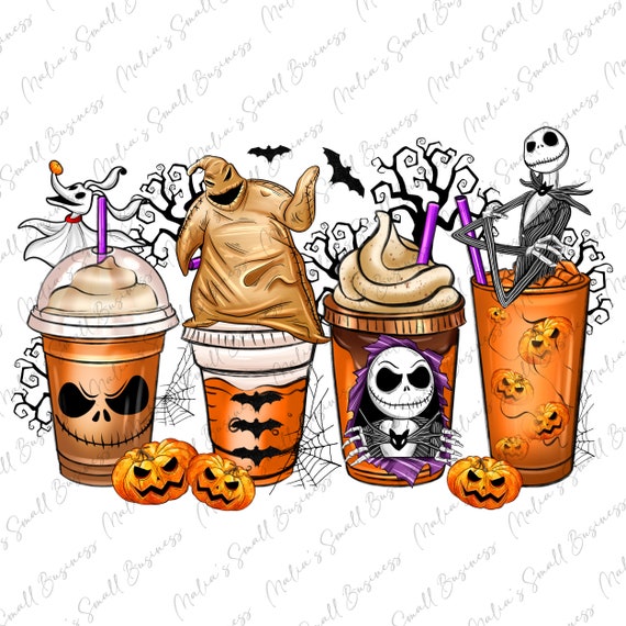 Spooky coffee cups png sublimation design download, Happy Halloween png, spooky vibes png, horror movie png, sublimate designs download