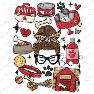 Can&#39;t talk right now i &#39;m busy doing dog mom png, Mother&#39;s Day png, messy bun mom png, dog love png, sublimate designs download