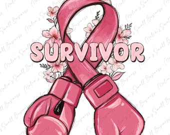 Survivor Breast Cancer with boxing gloves png sublimation design download, Breast Cancer Awareness png, pink ribbon png, sublimate download