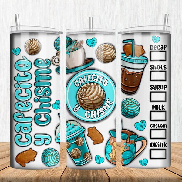 Cafecito y chisme 20 oz skinny tumbler png, Mexican tumbler wrap png, coffee 20 oz tumbler designs, tumbler png download