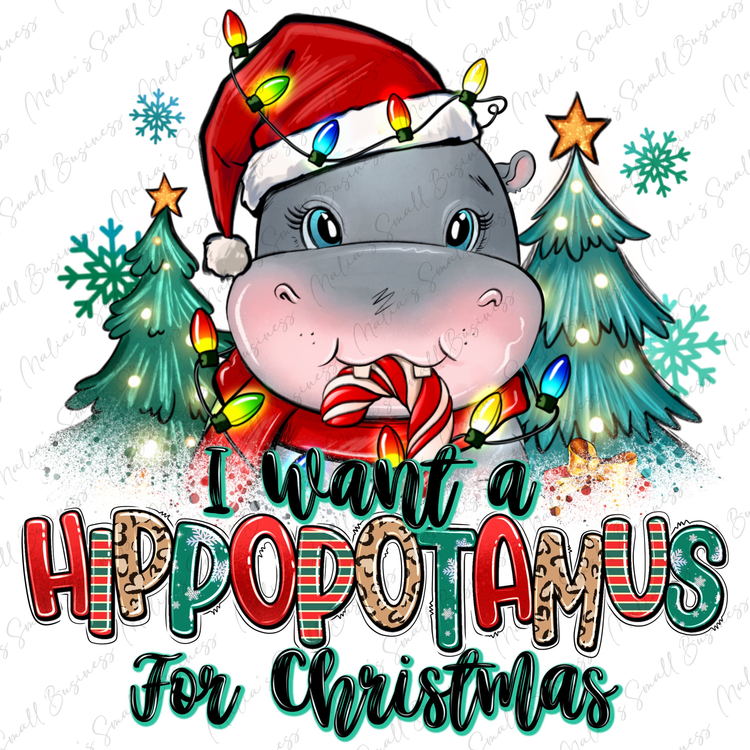 I Want a Hippopotamus for Christmas Png Sublimation Design Download, Merry Christmas Png, Happy
