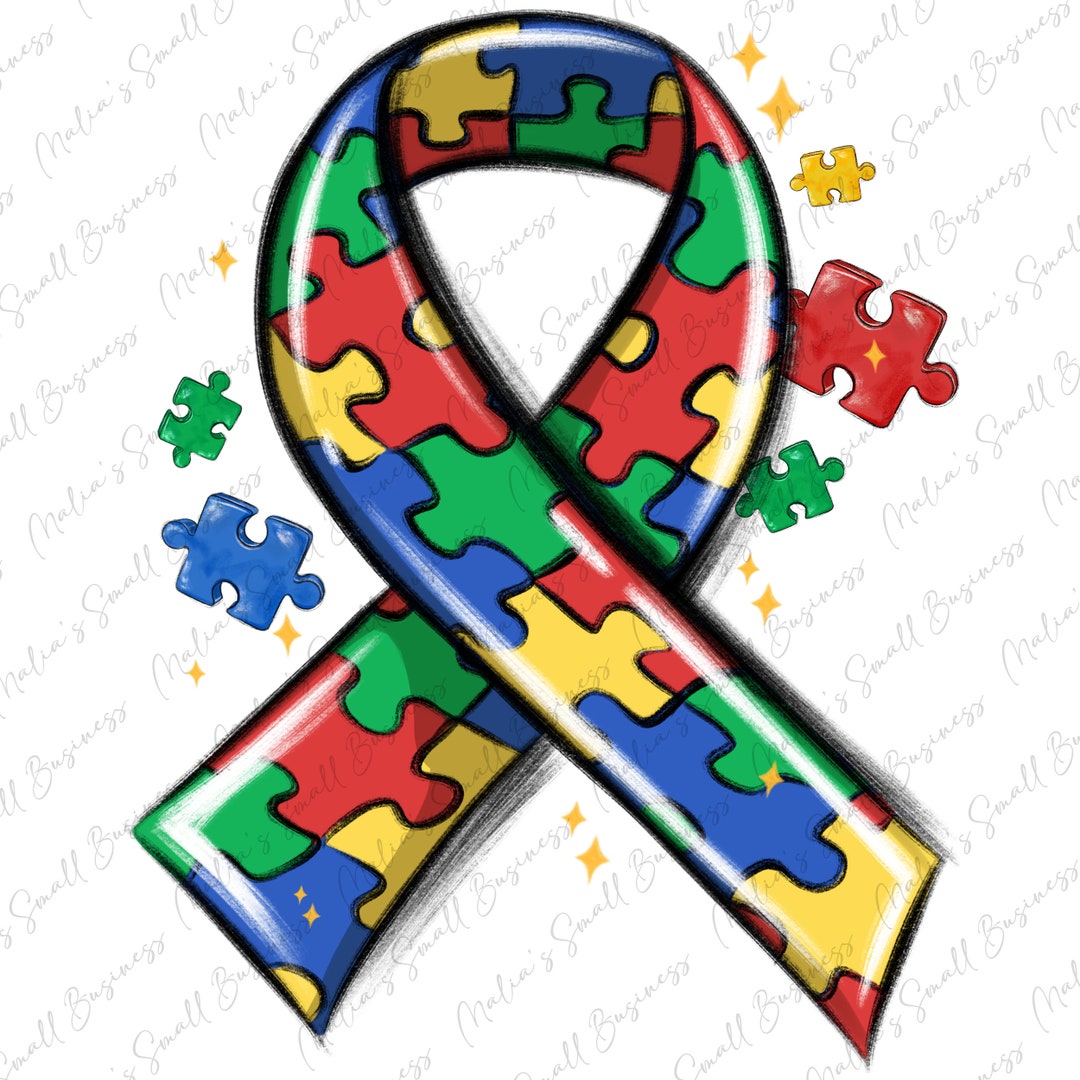 Autism Puzzle Ribbon Png Sublimation Design Download, Autism Awareness ...