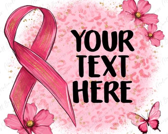 Personalized Breast Cancer ribbon and background png sublimation design download, Breast Cancer Awareness png, Cancer png, designs download