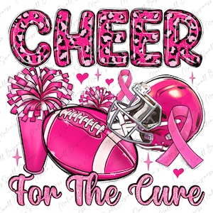 Cheer for the cure png sublimation design download, Breast Cancer Awareness png, American Football png, sublimate designs download
