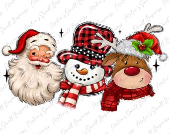 Download de design de sublimação png de rena de boneco de neve de Papai Noel, Feliz Natal png, vibrações de Natal png, feliz ano novo png, download sublimado