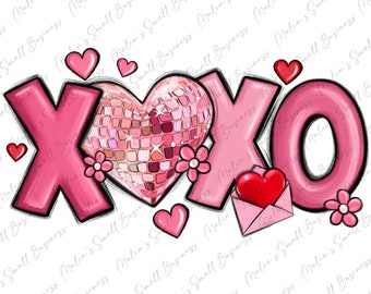 Xoxo disco heart Valentine's Day png sublimation design download, Happy Valentine's png,14th February png, Valentines png,sublimate download